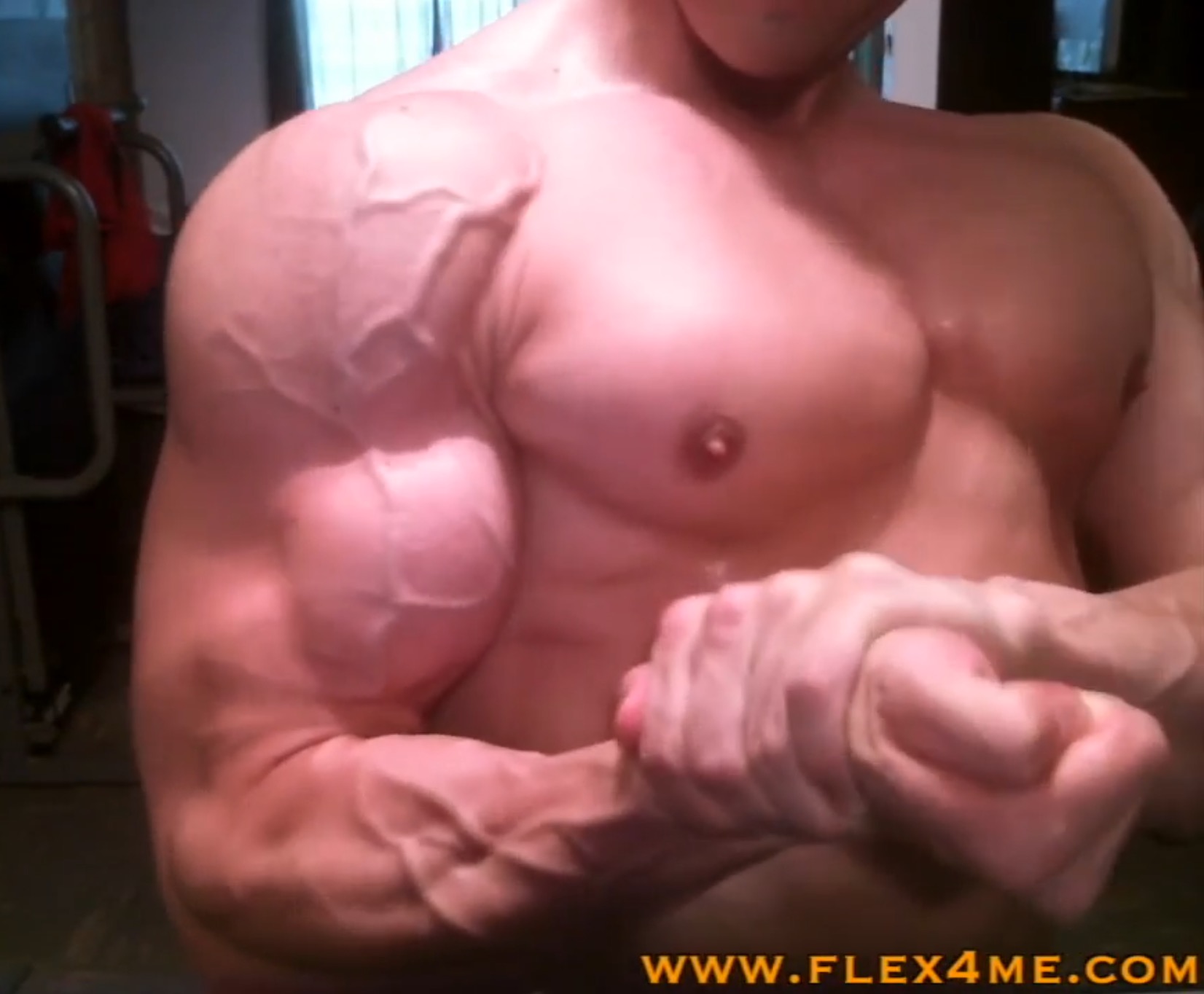 Mark is super ripped and vascular and he's having a great time fle...
